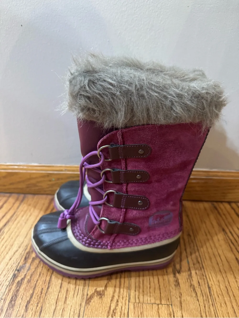 Sorel Joan Of Arc Boot Suede Waterproof Winter Faux Fur Purple Winter Size 1